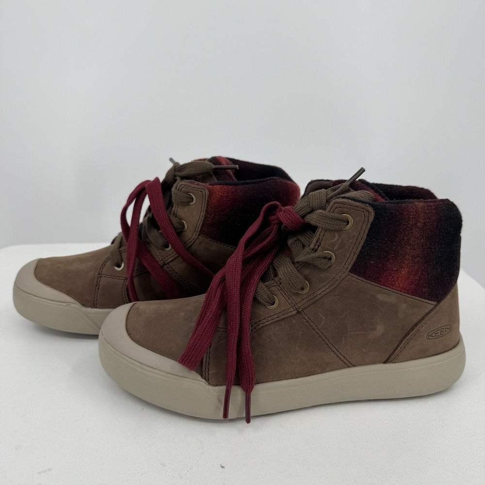 KEEN Elena Mid Ankle Hiking Boots Womens 8.5 Chestnut Plaza Taupe 1023459